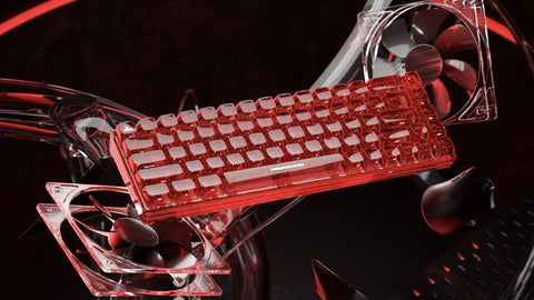 CLEAR RUBY Base 65 Keyboard (White Flame Switch)
