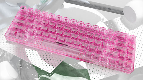 CLEAR ROSE QUARTZ Base 65 Keyboard (Honey V2 Switch)