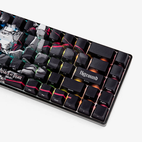 Attack on Titan x Higround Levi Keycaps on keyboard