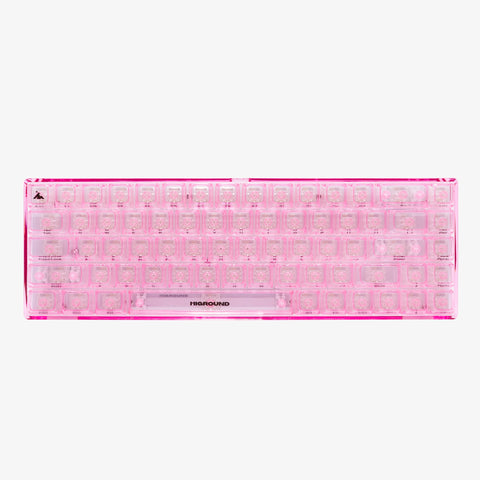 Front of CLEAR ROSE QUARTZ Base 65 Keyboard (Silent Glacier Switch)