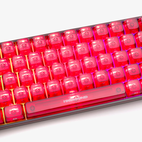 Middle of CLEAR RUBY Base 65 Keyboard (Silent Glacier Switch)