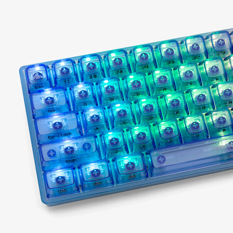 Left side of CLEAR SAPPHIRE Base 65 Keyboard (BW V2 Switch)