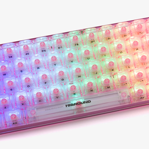 middle of CLEAR ROSE QUARTZ Base 65 Keyboard (Honey V2 Switch)