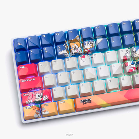 Left detail on Sega x Higround Basecamp 96+ Keyboard - Classic Sonic