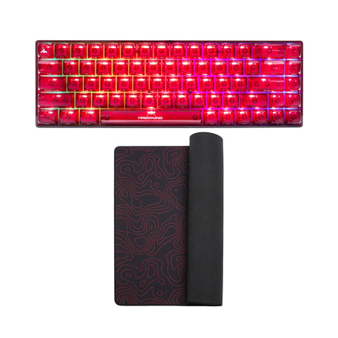 RGB lighting on Basecamp 65 CLEAR RUBY (Silent Glacier) + Hybrid Large Mousepad - LAVAROCK