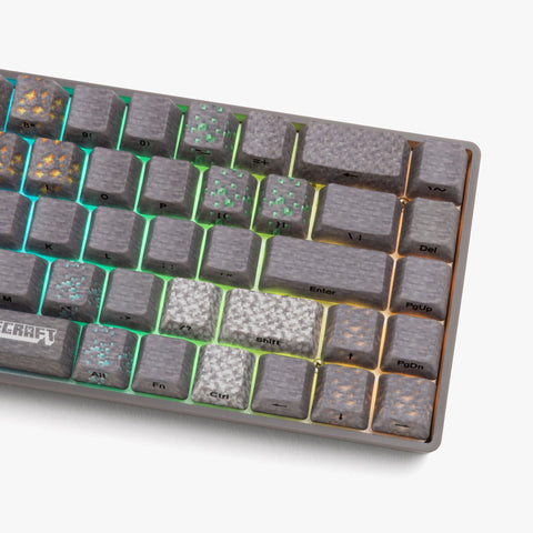 HIGROUND X MINECRAFT MINING WALL PERFORMANCE BASECAMP 65 KEYBOARD - CLOSE-UP RIGHT WITH RGB