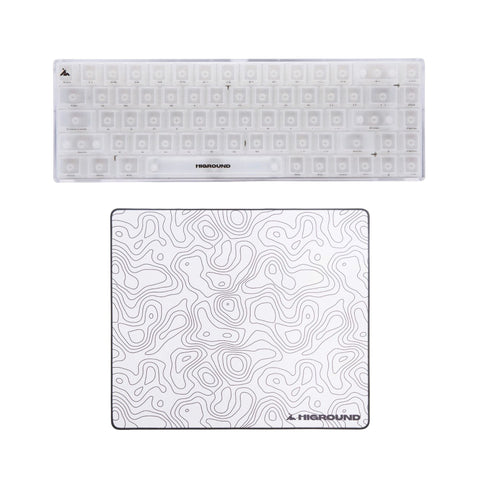 Front of Basecamp 65 OPAL (Silent Glacier) + Hybrid Large Mousepad - Snowstone